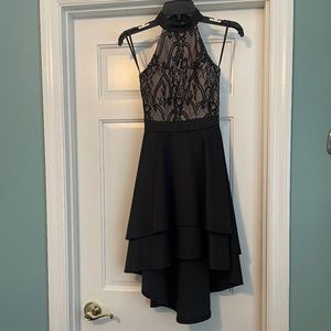 City Studio High/Low hem sz 0 black w/lace juniors dress